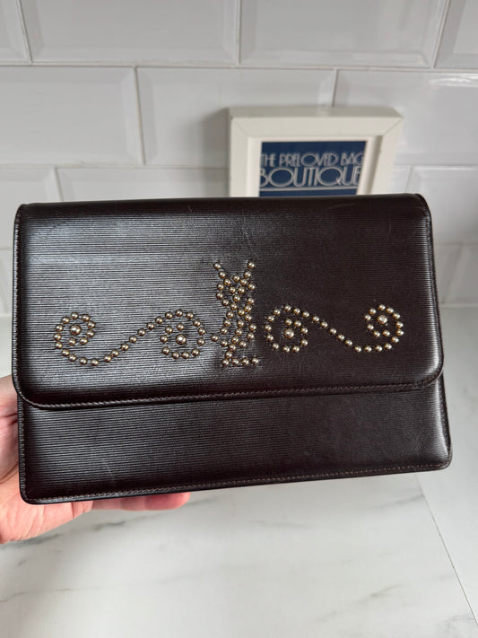 Yves Saint Laurent - Vintage Clutch with Studs - Brown
