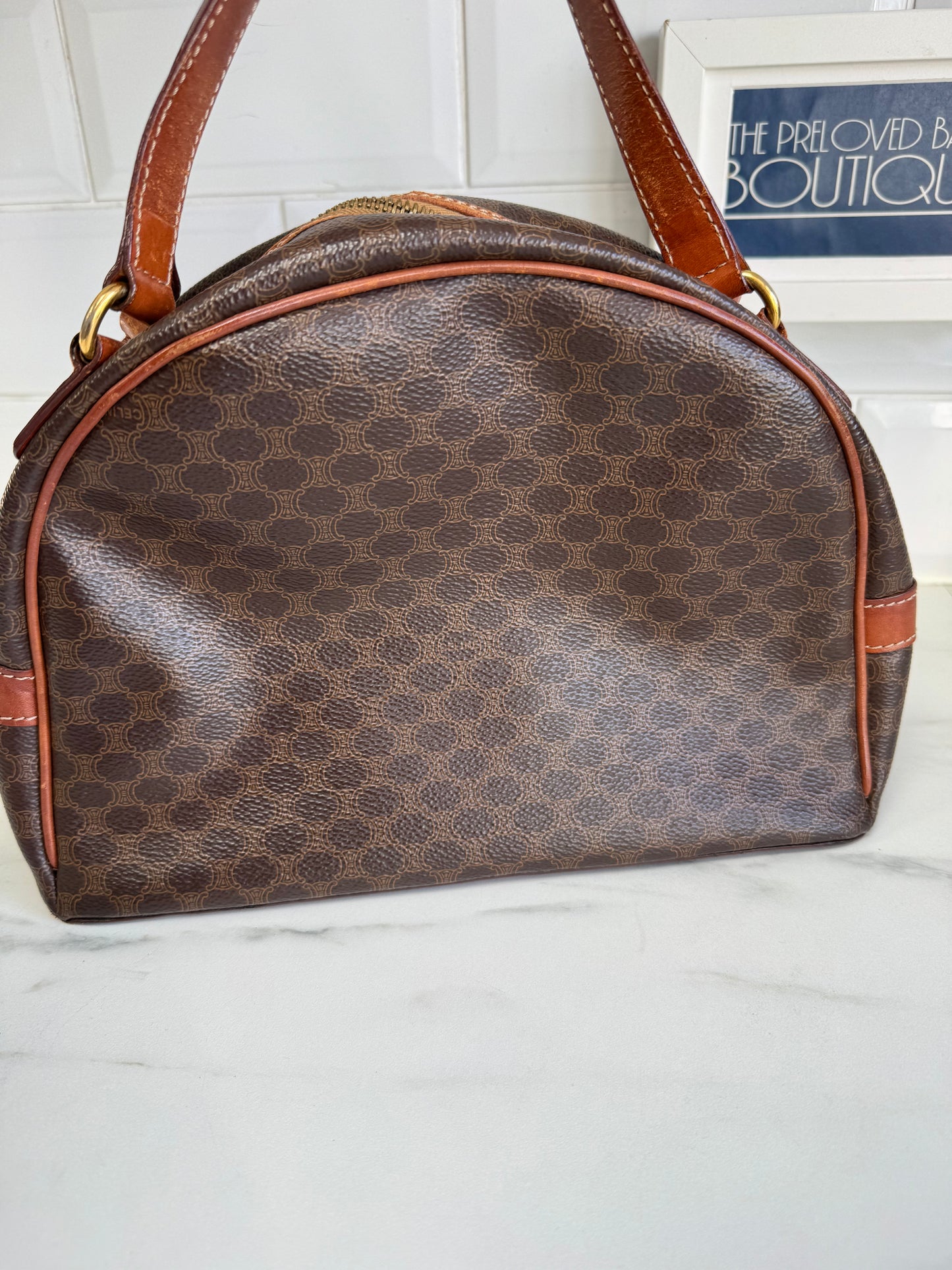 Celine Triomphe Macadam Small Vintage Bowling Bag - Monogram