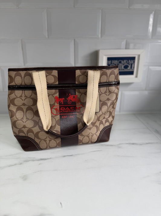 Coach Signature Heritage Stripe Tote