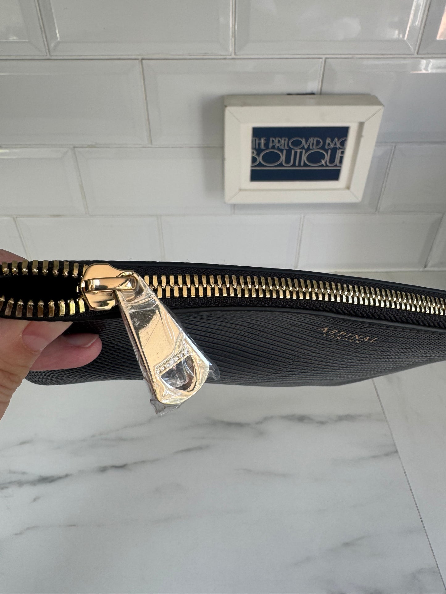 Aspinal of London Zip top clutch & Card Holder - Black