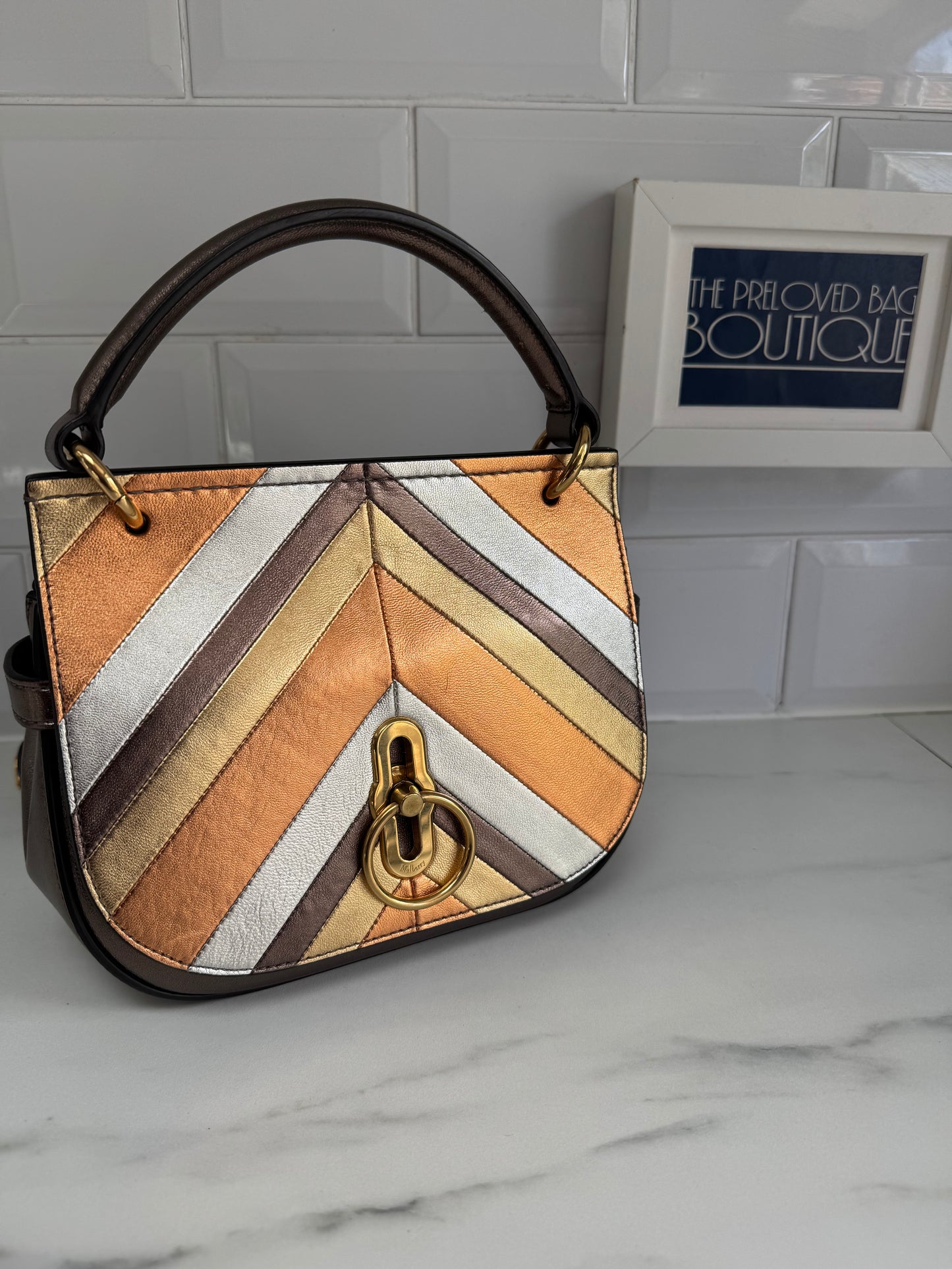 Mulberry Small Metallic Amberley - Gold, Bronze, Silver  (Bag and Coin Purse)
