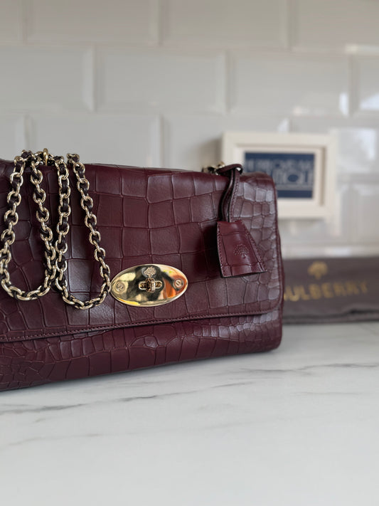 Mulberry Medium Lily - Oxblood Croc Embossed