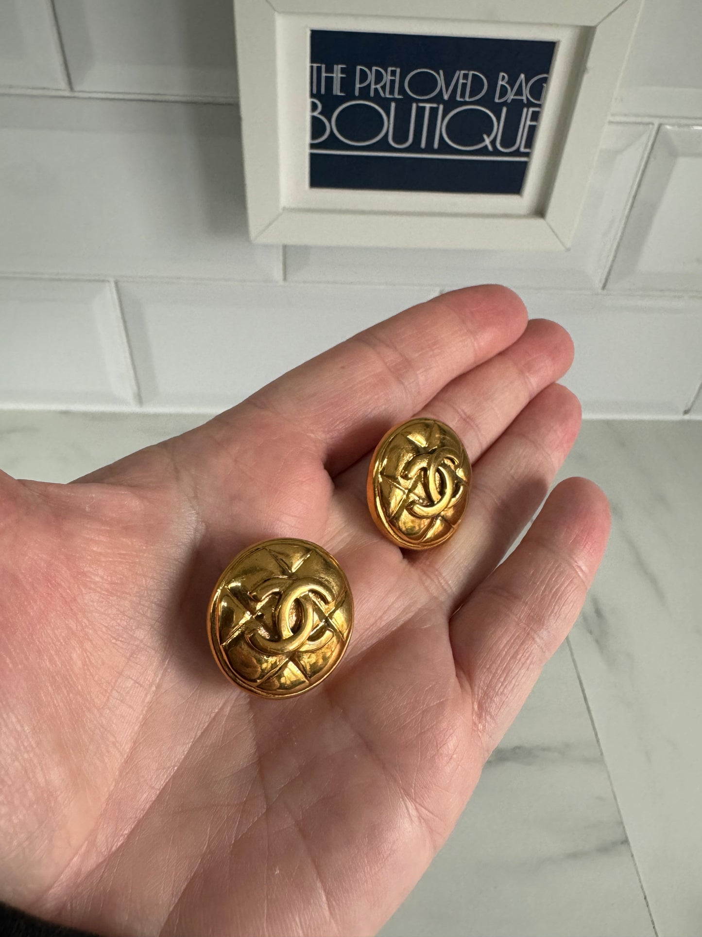 Chanel CC Quilted Clip on Earrings - gold plated