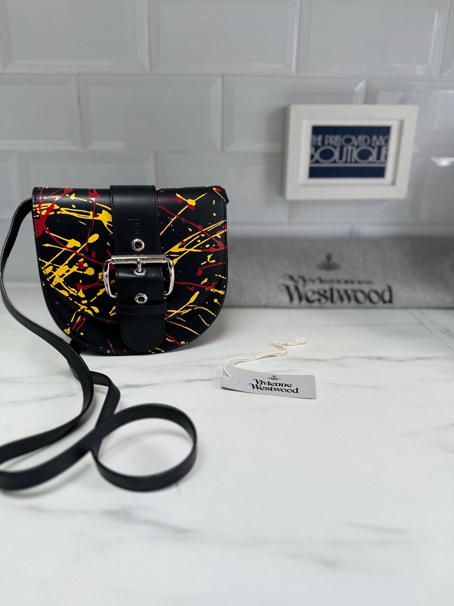 Vivienne Westwood Alex Saddle Bag - Black, Red & Yellow