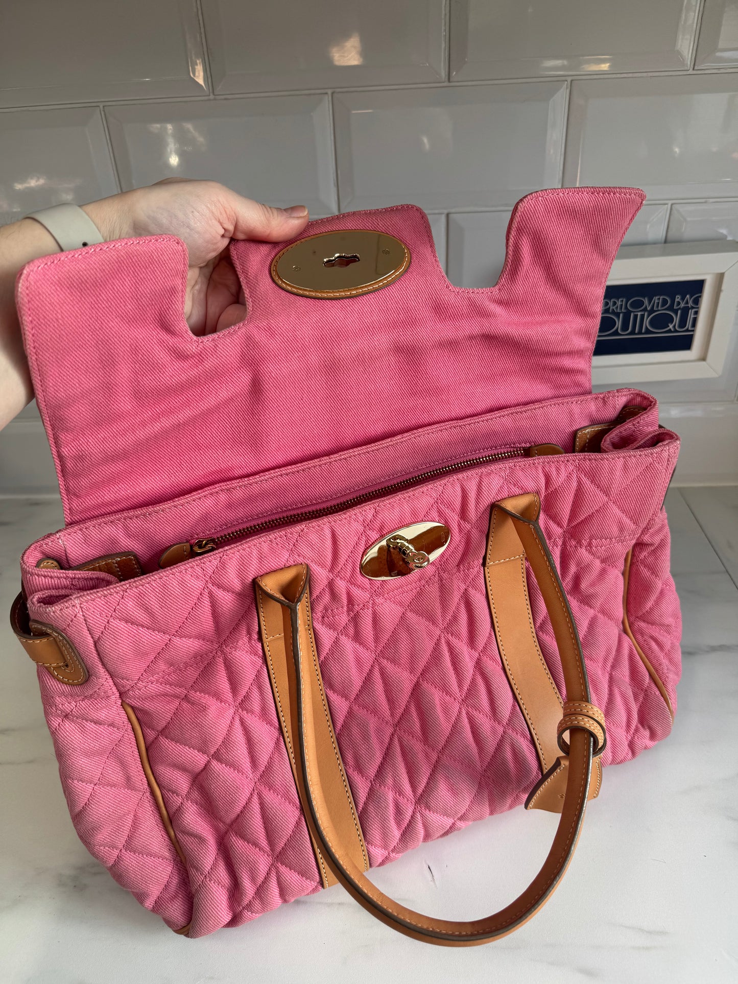 Mulberry Denim Quilted Bayswater - Candy Pink