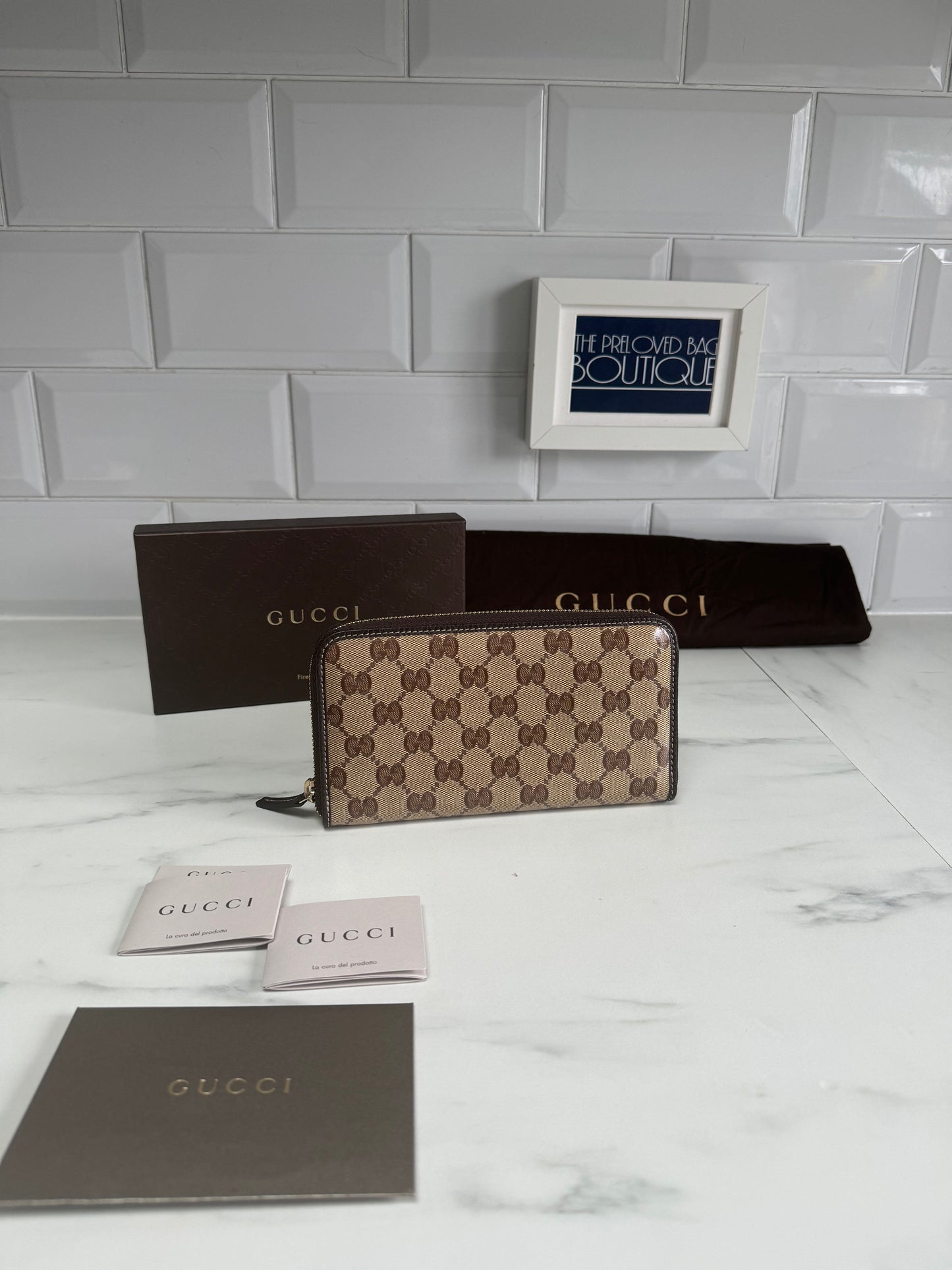 Gucci GG Crystal Zip Wallet - Brown