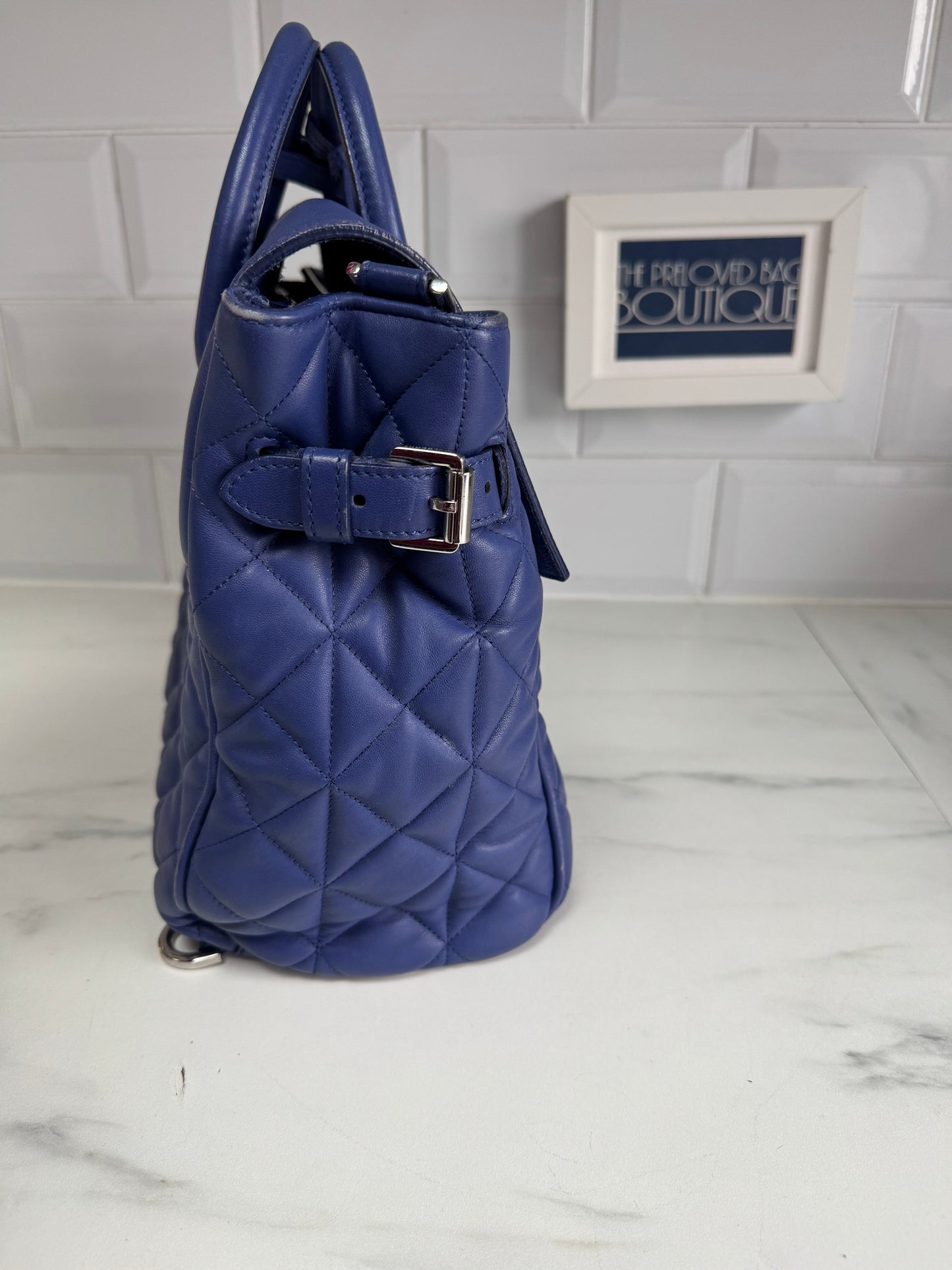 Mulberry Medium Quilted “Cara Delevingne” Backpack - Indigo Blue