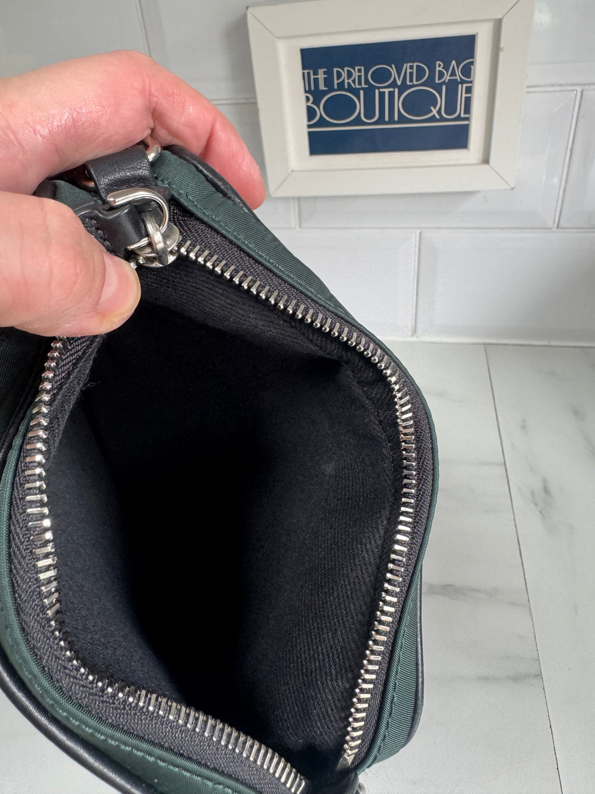 Mulberry Unisex Messenger Bag - Black and Mulberry Green Eco Nylon