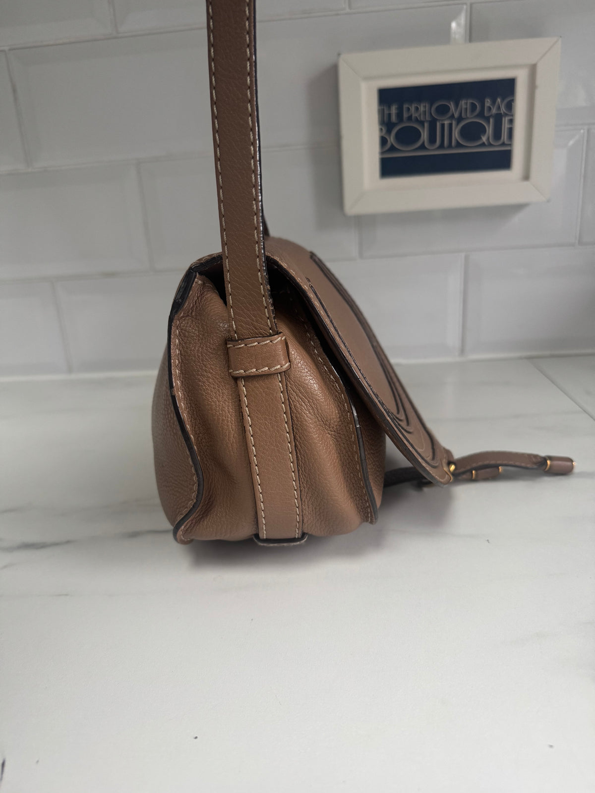 Chloé Mini Marcie Saddle Bag - Nut Brown