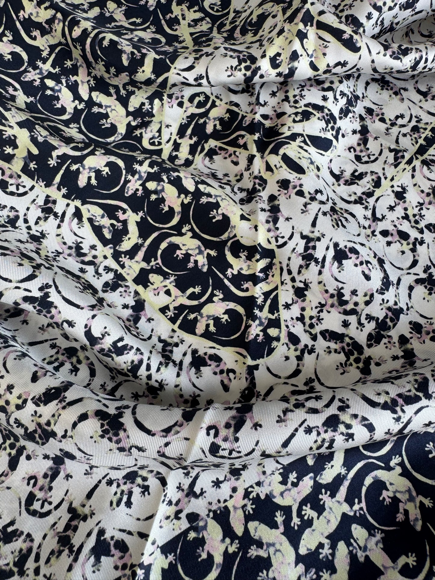 Mulberry Limited Edition Silk Square Scarf Gecko Print - Blue, Cream, Pink