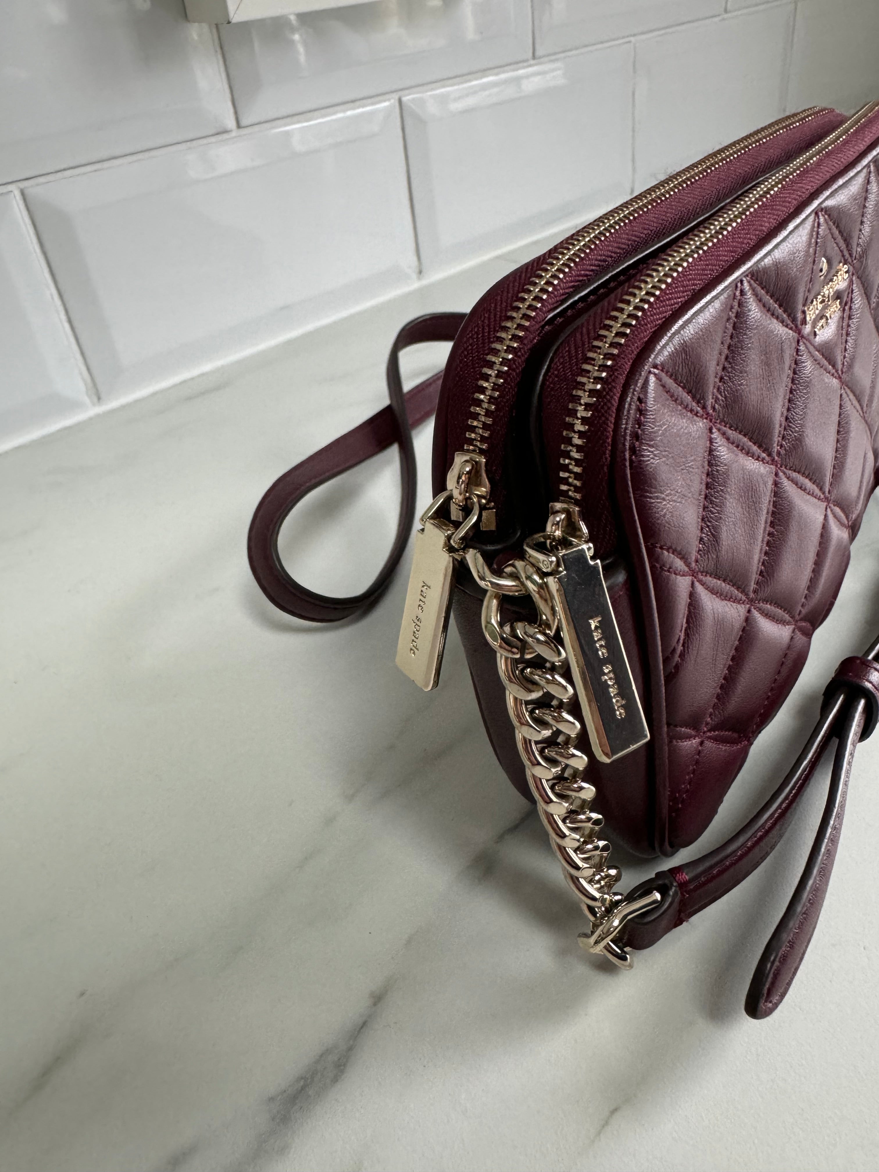 Kate Spade Quilted Camera Bag Burgundy