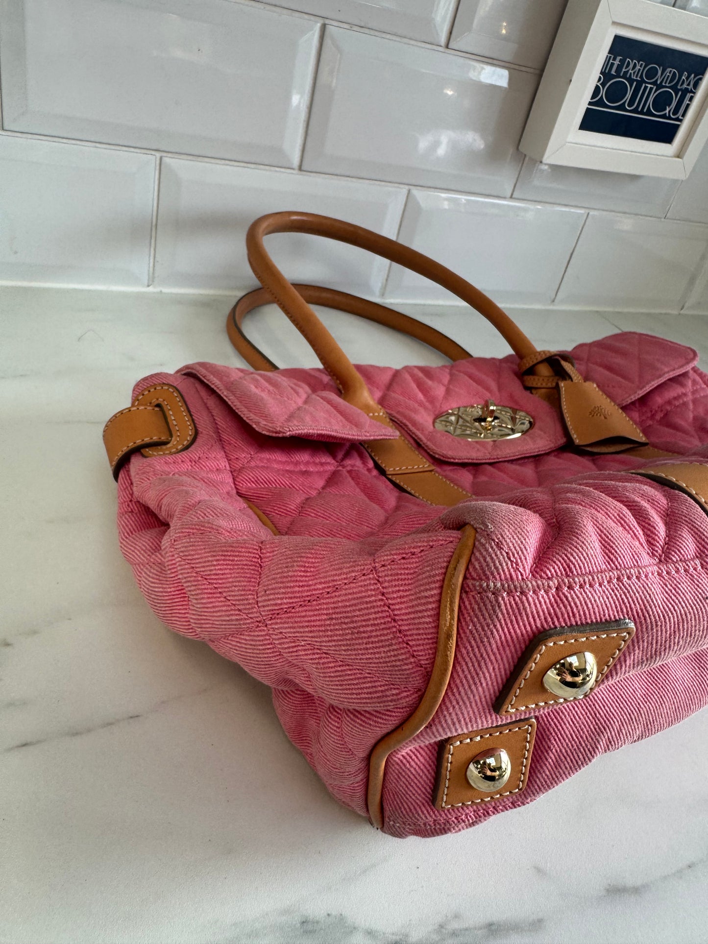 Mulberry Denim Quilted Bayswater - Candy Pink