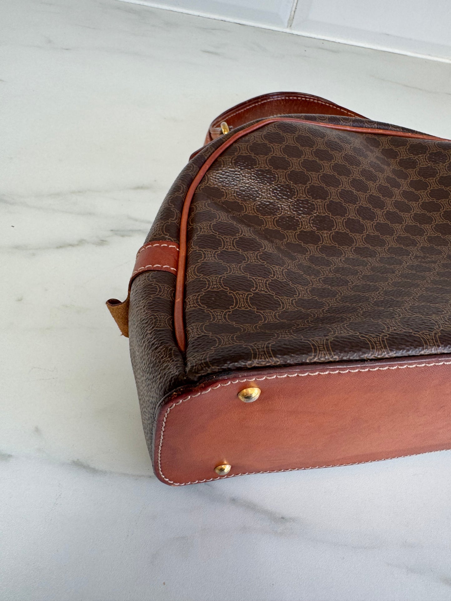 Celine Triomphe Macadam Small Vintage Bowling Bag - Monogram