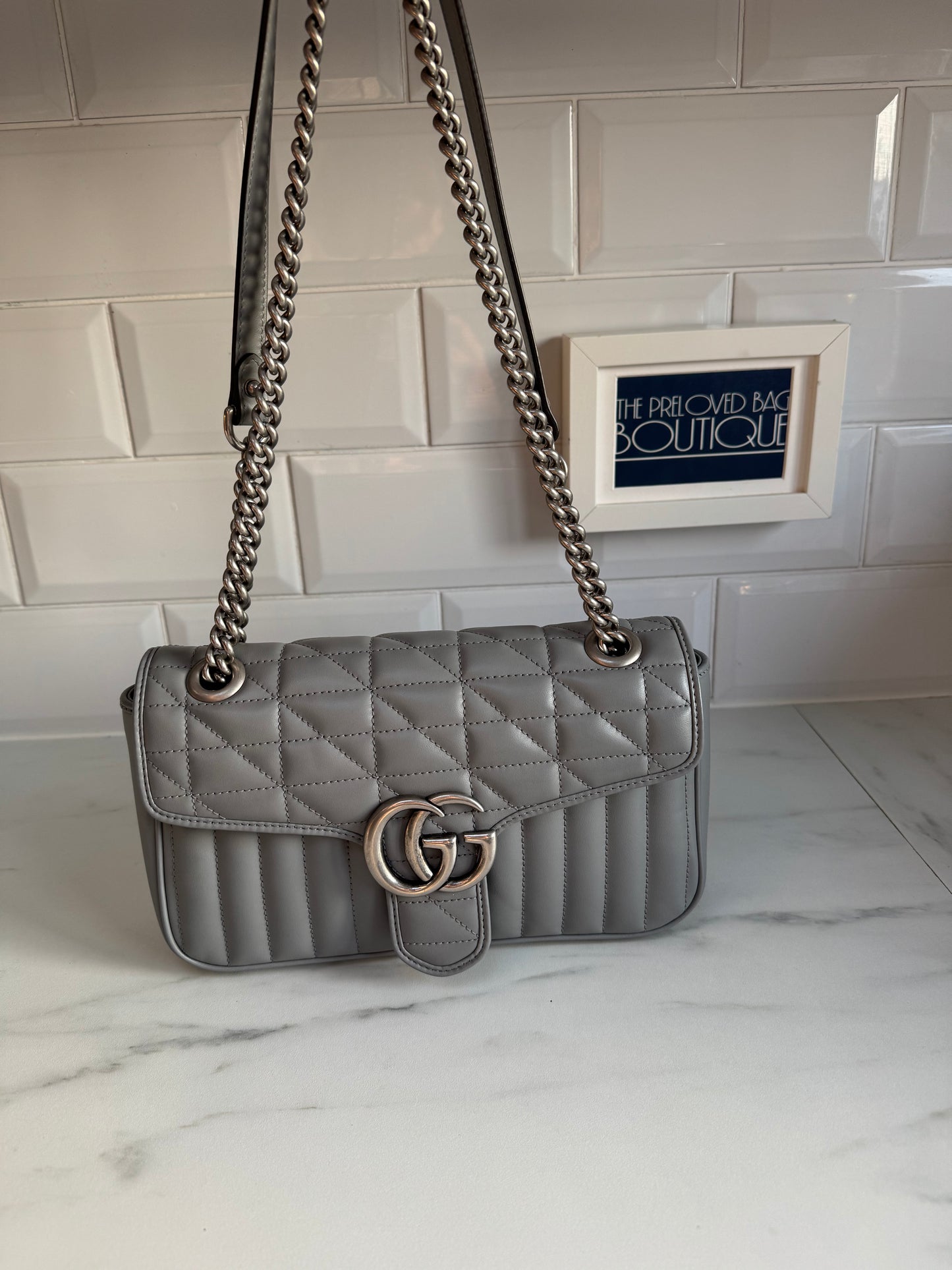 Gucci GG Marmont Shoulder Bag - Grey