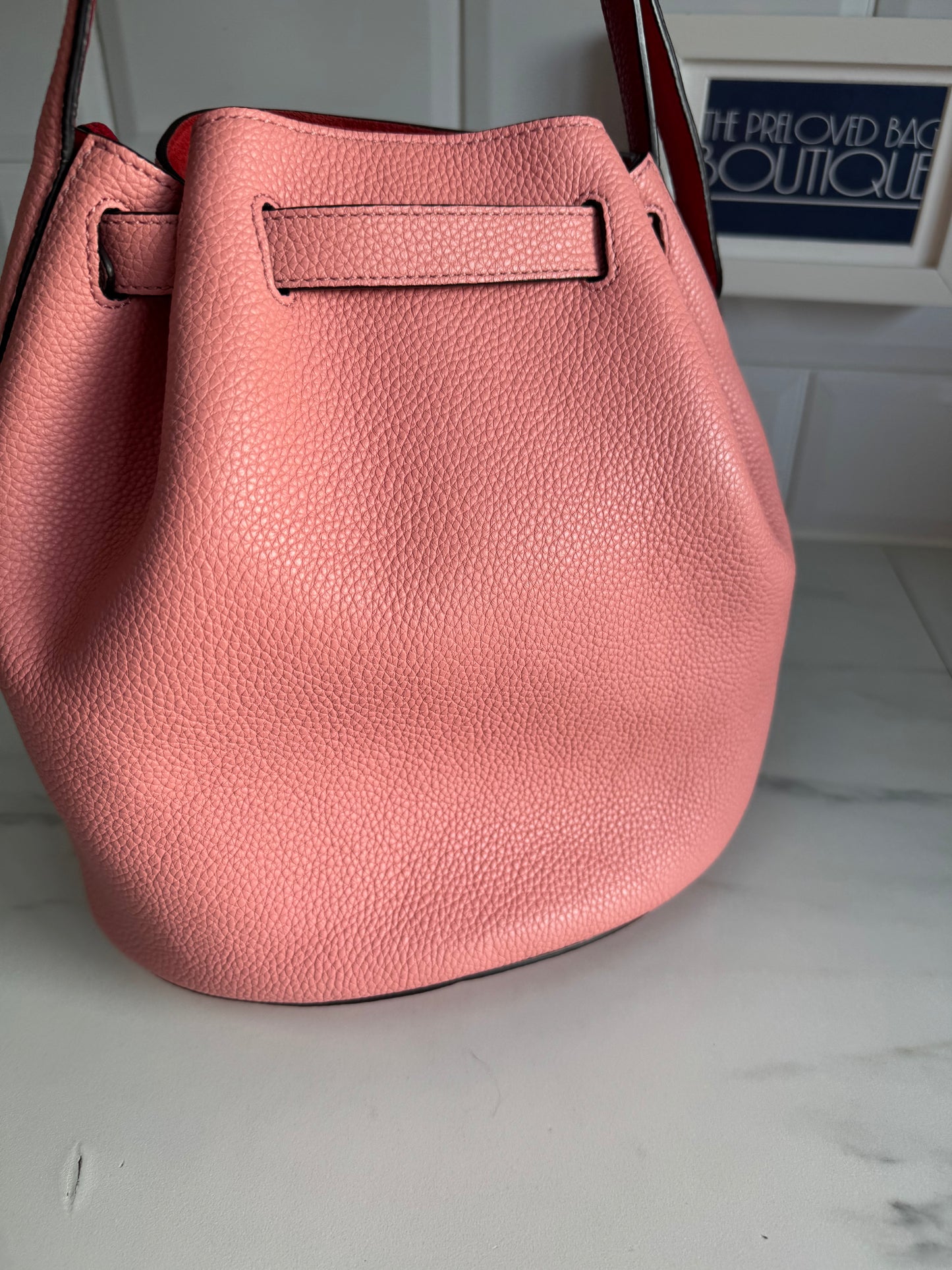 Mulberry Abbey Bucket Bag - Macaroon Pink & Red