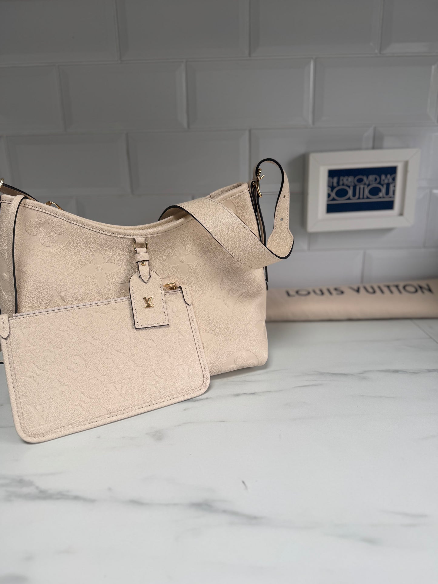 Louis Vuitton Carryall Creme Giant Monogram Emperiente PM - White