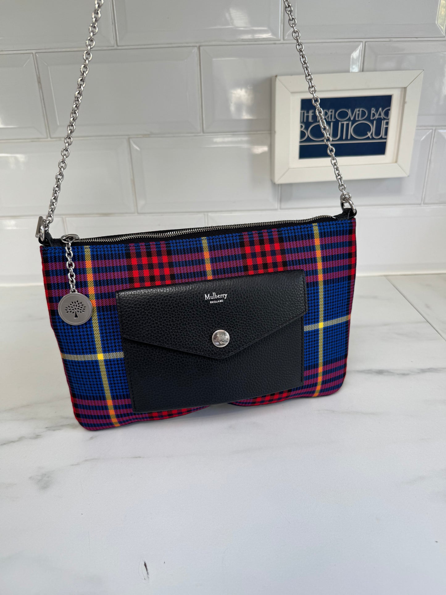 Mulberry Tartan Pouch - Blue Yellow and Red
