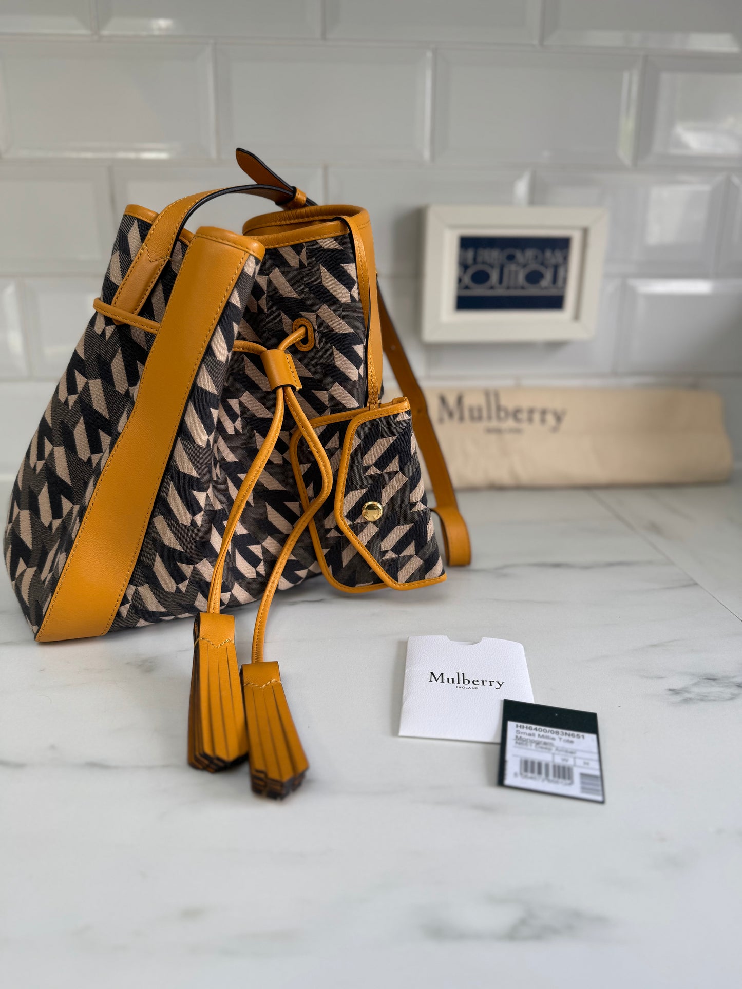 Mulberry Small Millie Tote - Deep Amber & Monogram