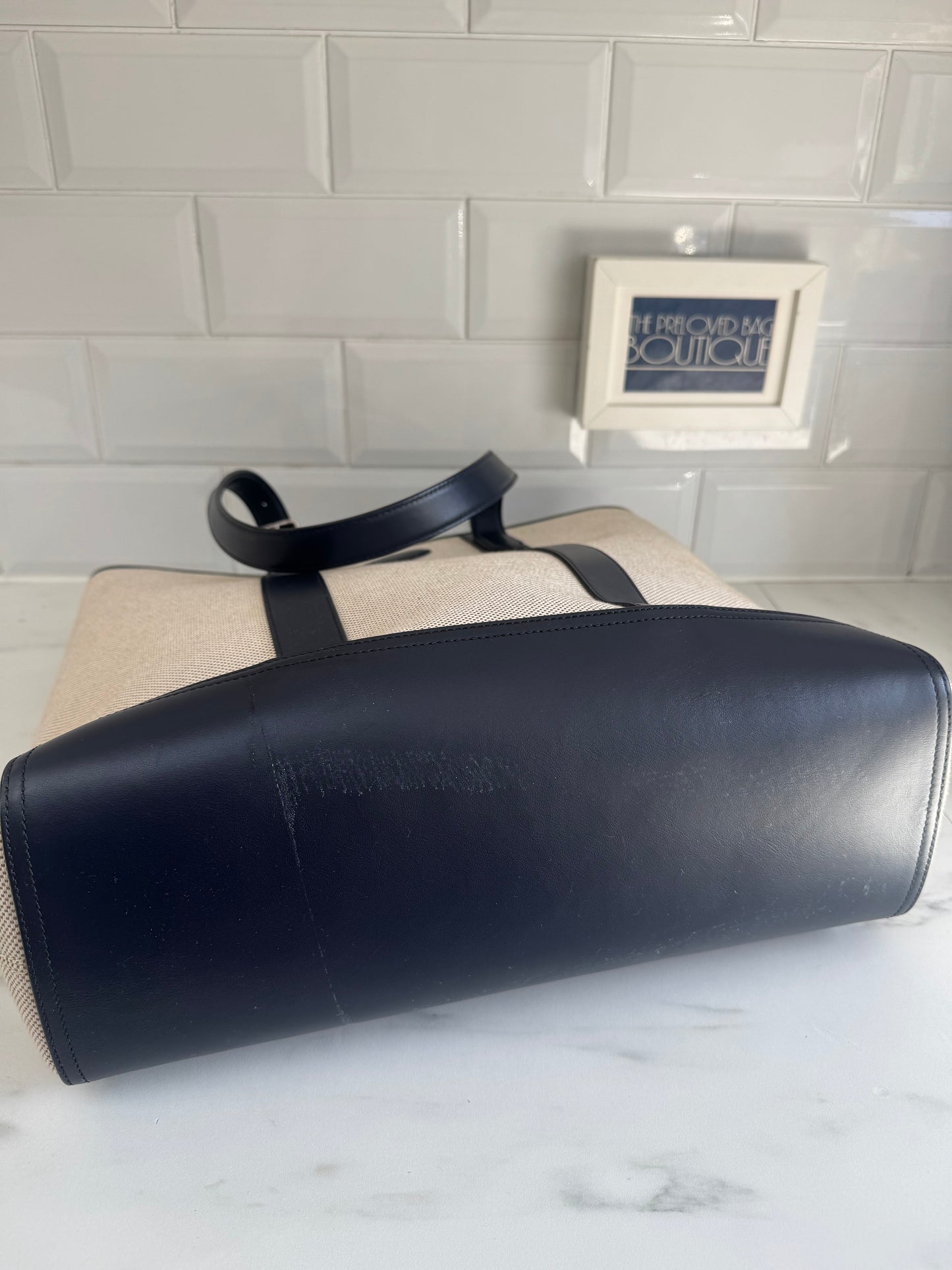 Mulberry Canvas Tote Bag - Ecru and Navy
