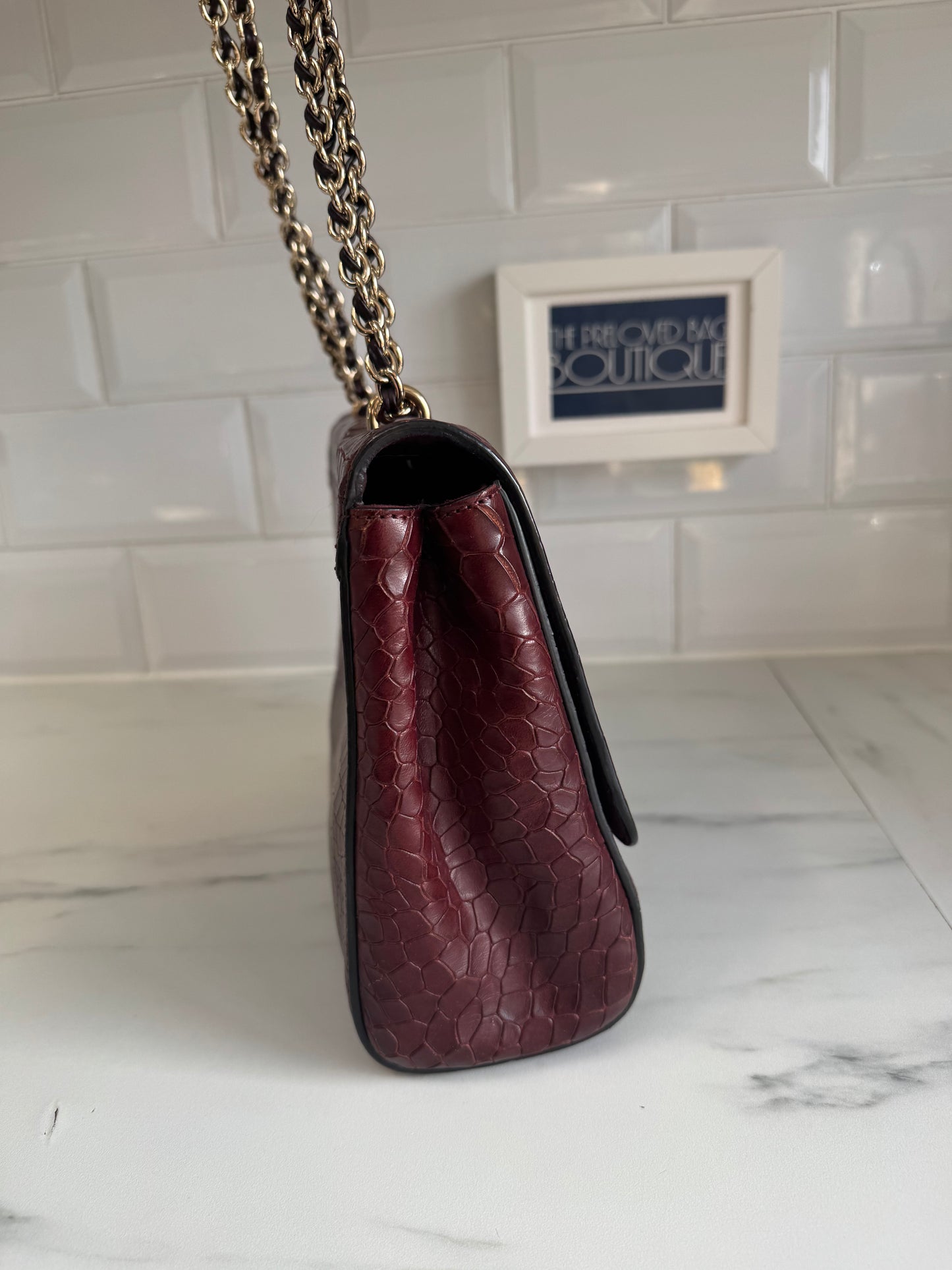 Mulberry Medium Lily - Oxblood Croc Embossed