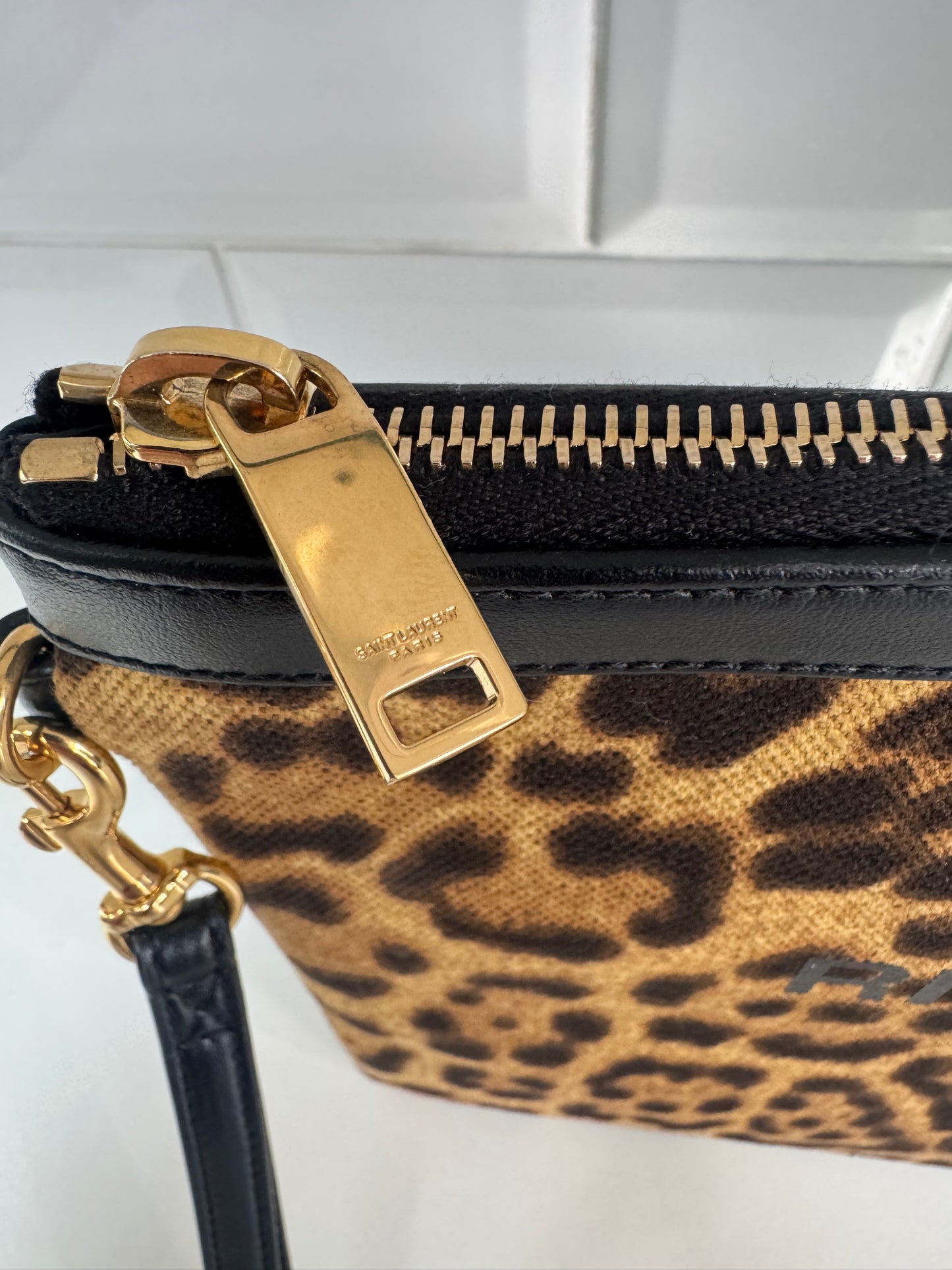 Saint Laurent Rive Gauche Wristlet Pouch - Animal Print
