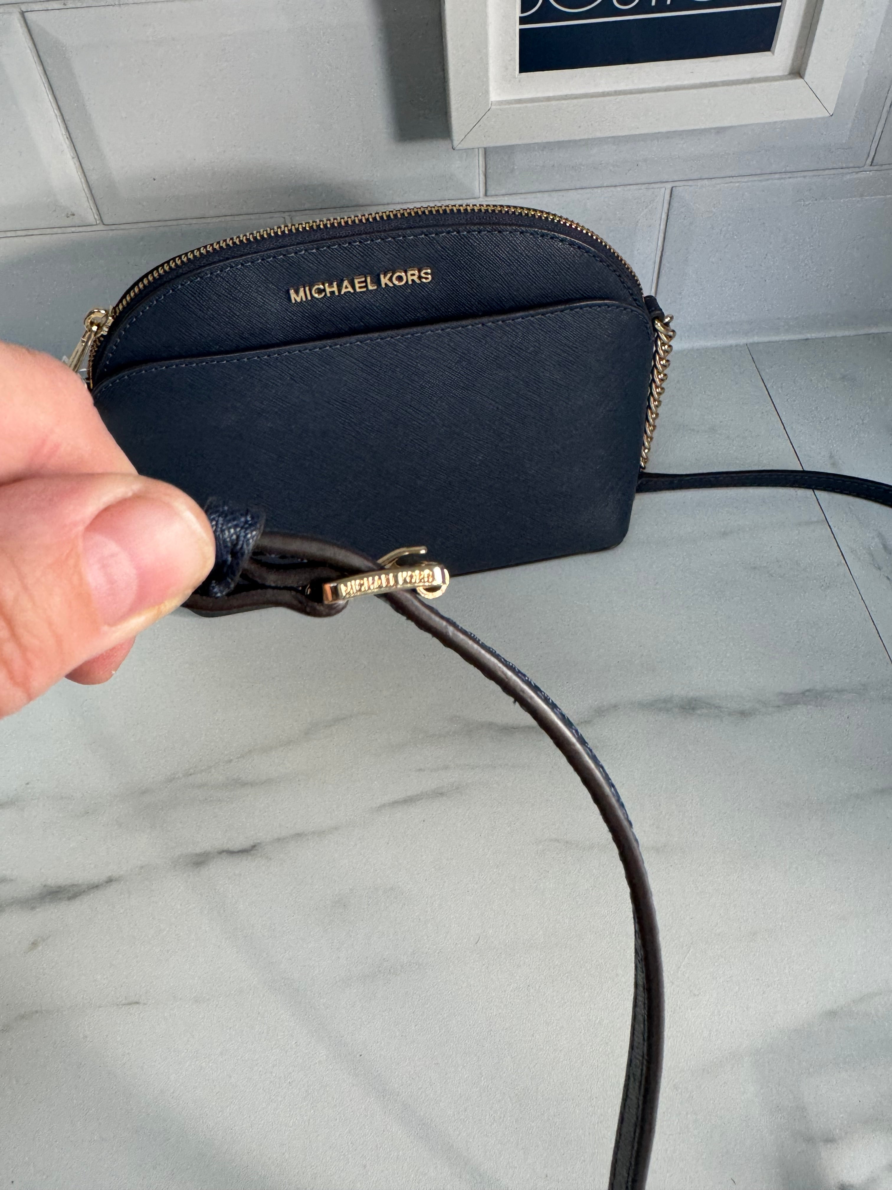 Michael Kors Emmy Dome shoulder bag Navy blue The Preloved Bag Boutique