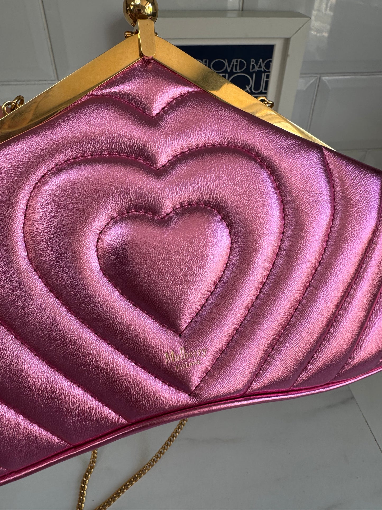 Mulberry Small Witney Heart Clutch - Metallic Pink