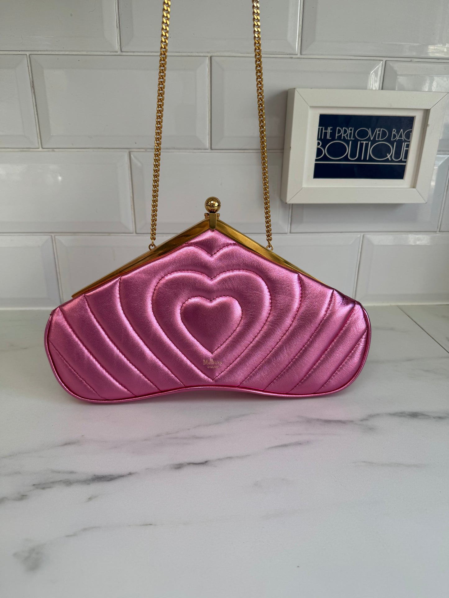 Mulberry Small Witney Heart Clutch - Metallic Pink