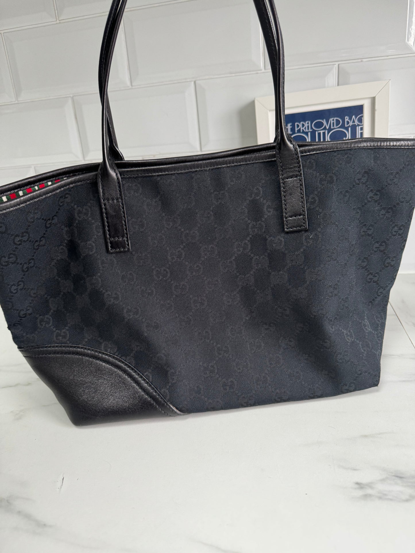 Gucci Monogrammed Tote - Black