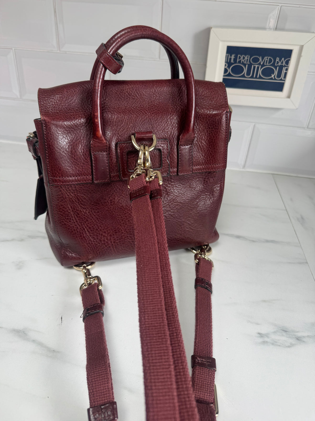 Mulberry “Limited Edition” Mini Cara Delevigne Backpack - Oxblood NVT