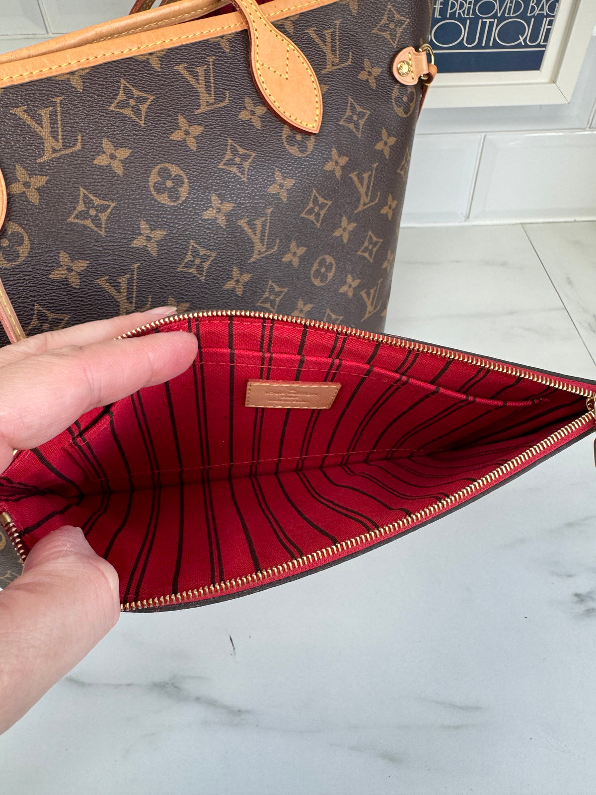 Louis Vuitton MM Neverfull & Pouch- Monogram Cerises