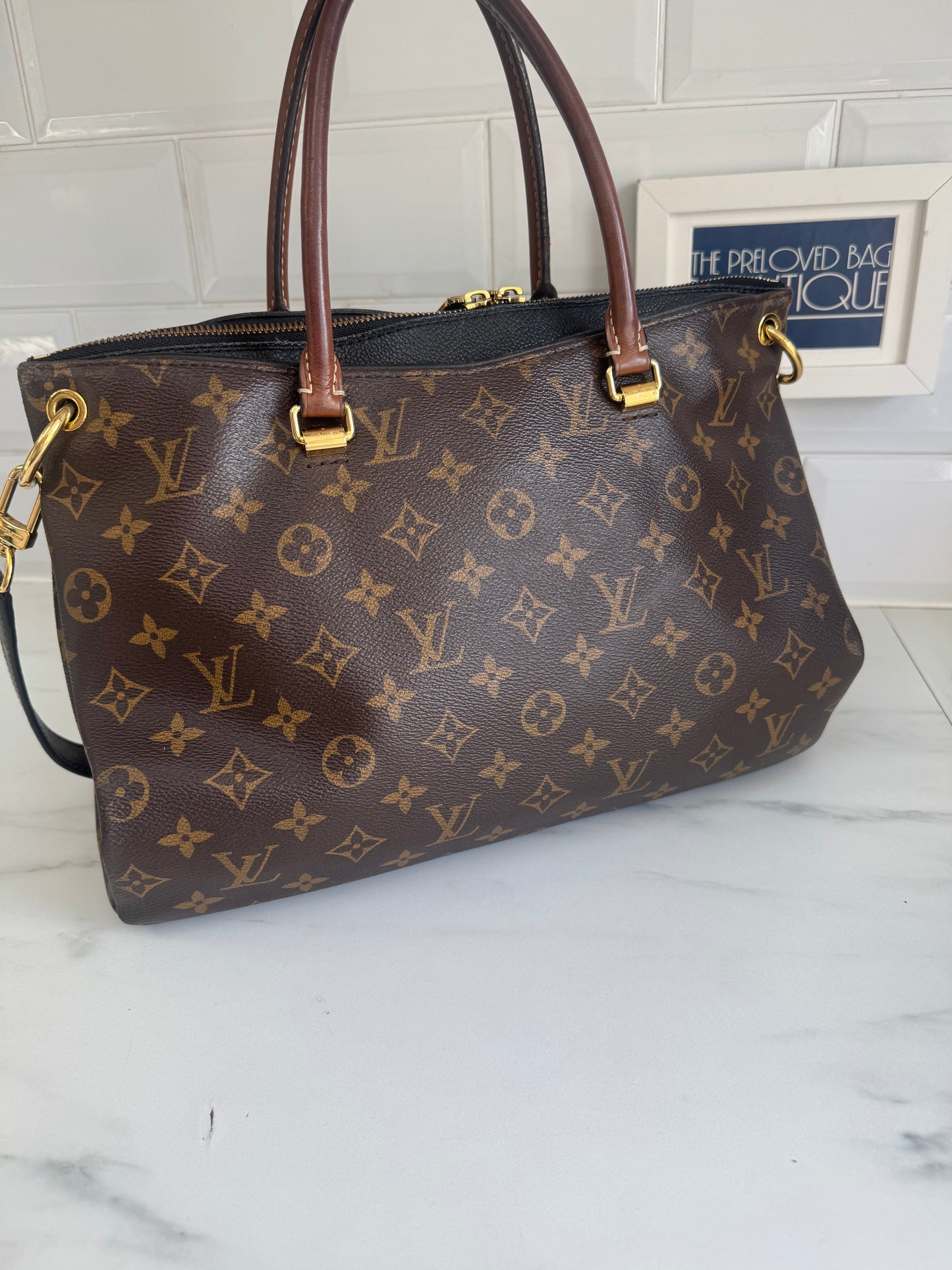 Louis Vuitton Pallas Noir Shoulder Bag - Monogram Brown