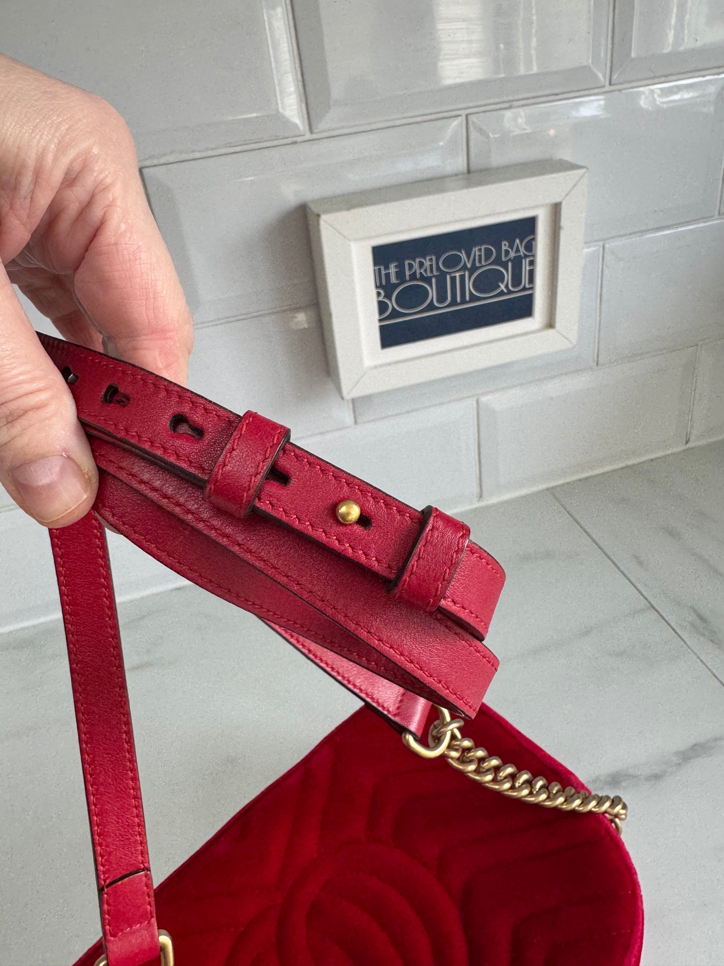 Gucci Marmont Small Camera Bag - Red Velvet