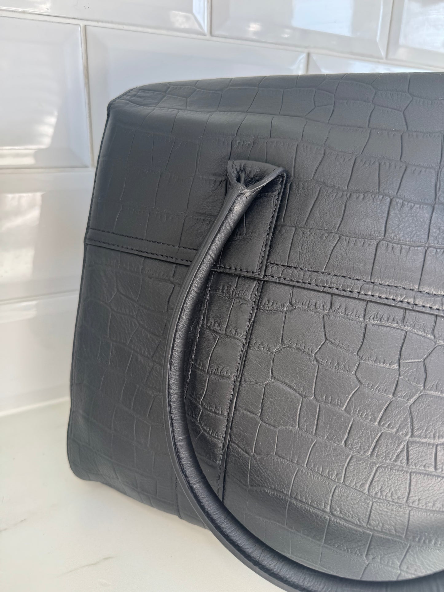 Mulberry Matte Croc Embossed Bayswater - Black