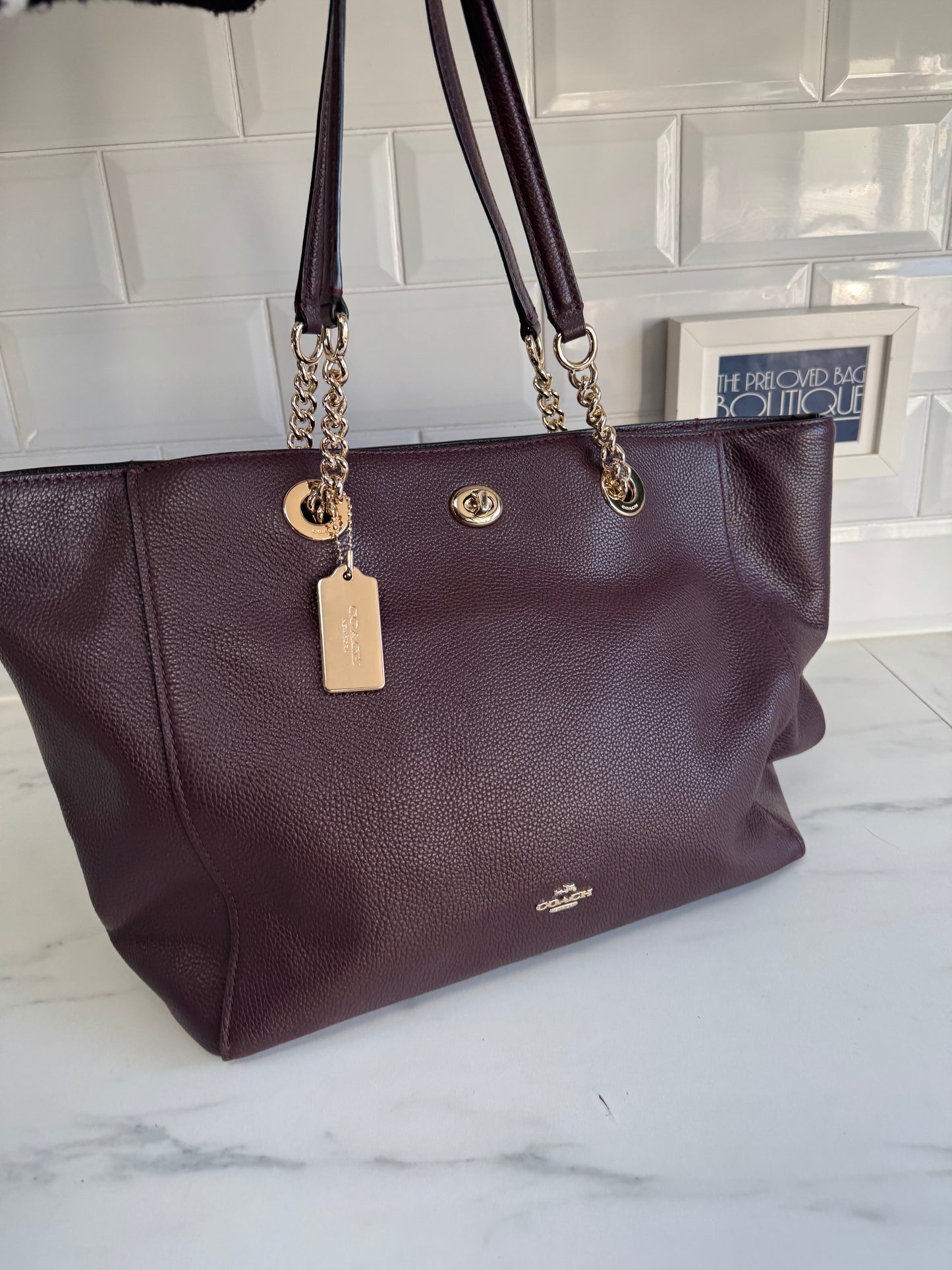 Coach Turnlock Tote - Burgundy