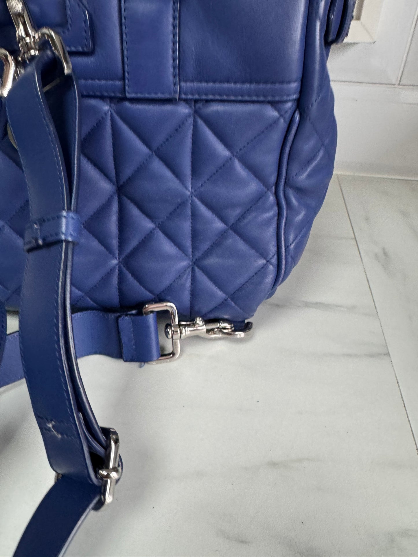 Mulberry Medium Quilted “Cara Delevingne” Backpack - Indigo Blue