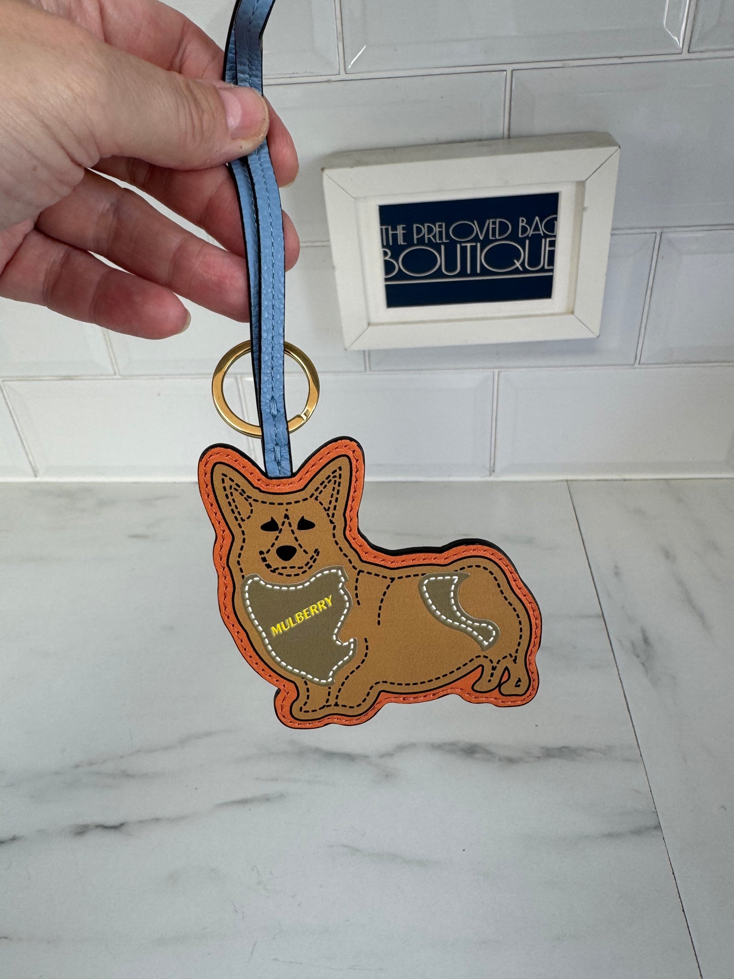 Mulberry Corgi Bag Charm/Keyring - Brown, Orange and Blue