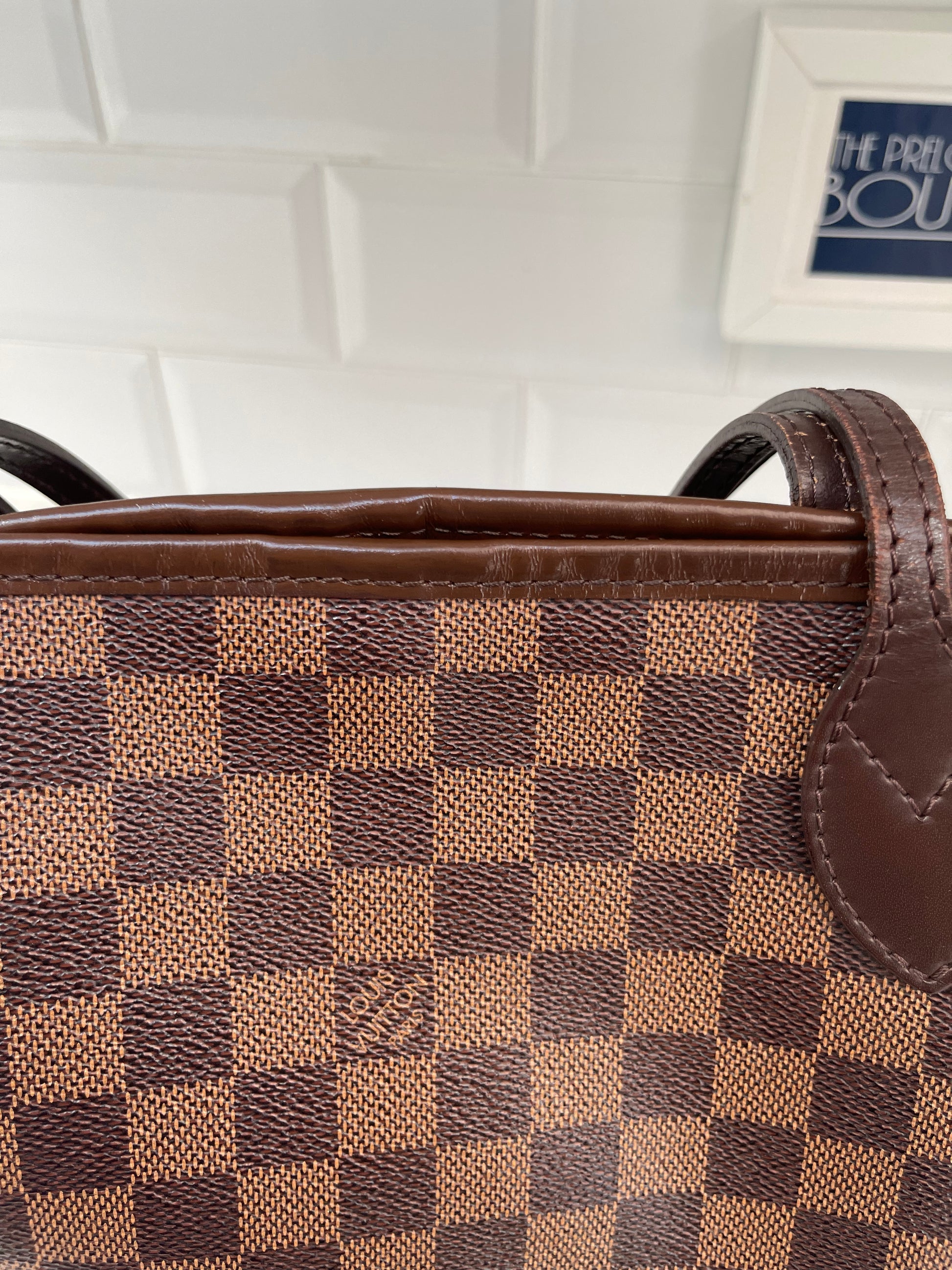 Louis Vuitton Neverfull Patches MM Damier Ebene Tote Bag Brown