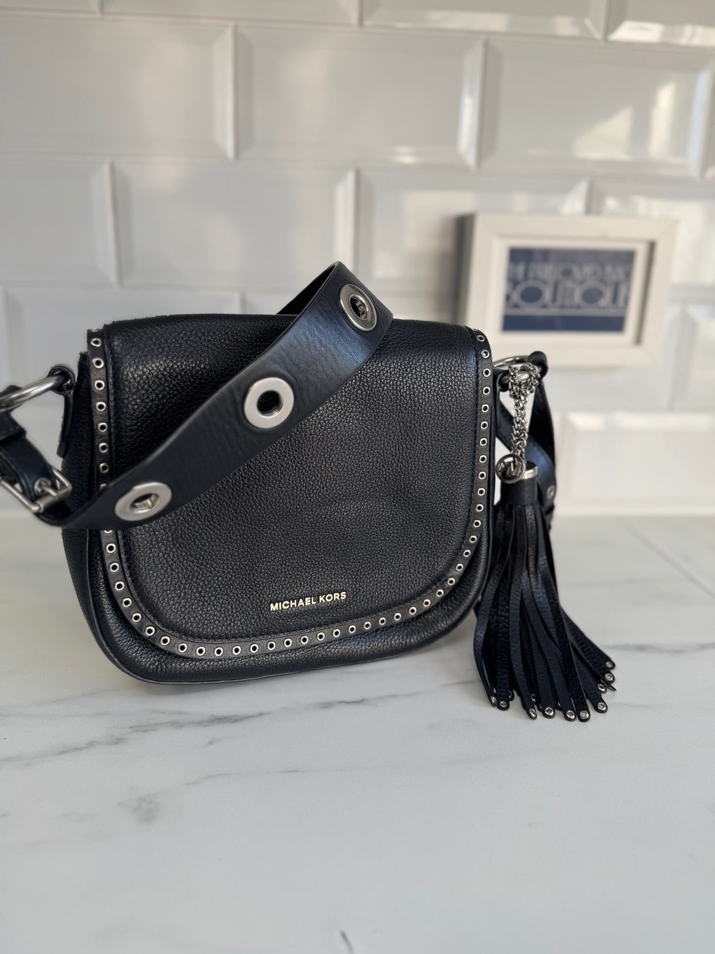 Michael Kors Brooklyn Saddle Bag - Black