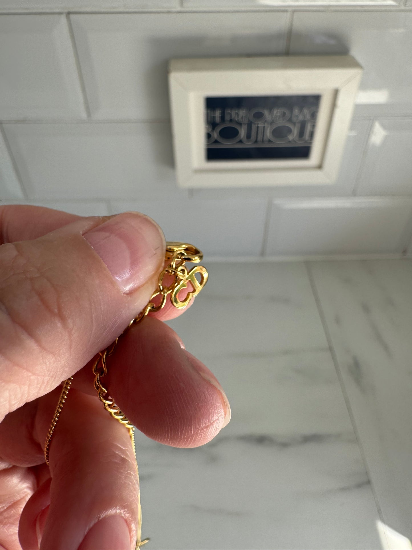 Christian Dior Vintage Logo Disc Necklace - Gold