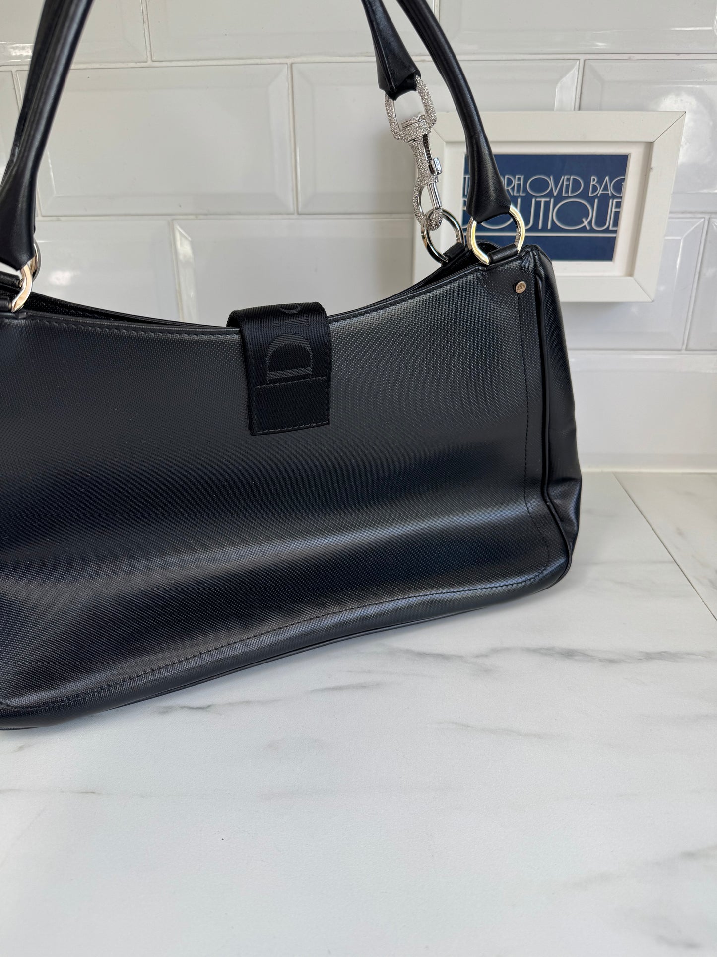 Christian Dior Diamanté Clip Shoulder Bag - Black