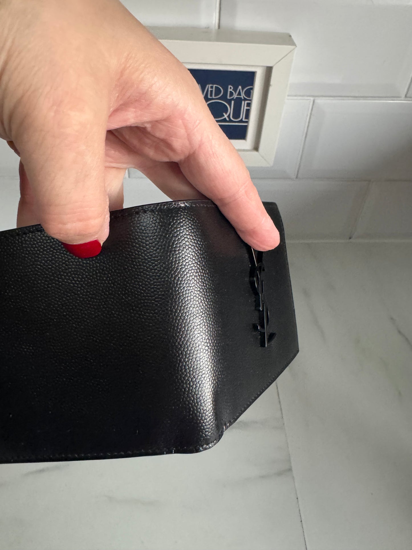 Saint Laurent (YSL) Monogram Bifold Card Holder/Wallet - Black