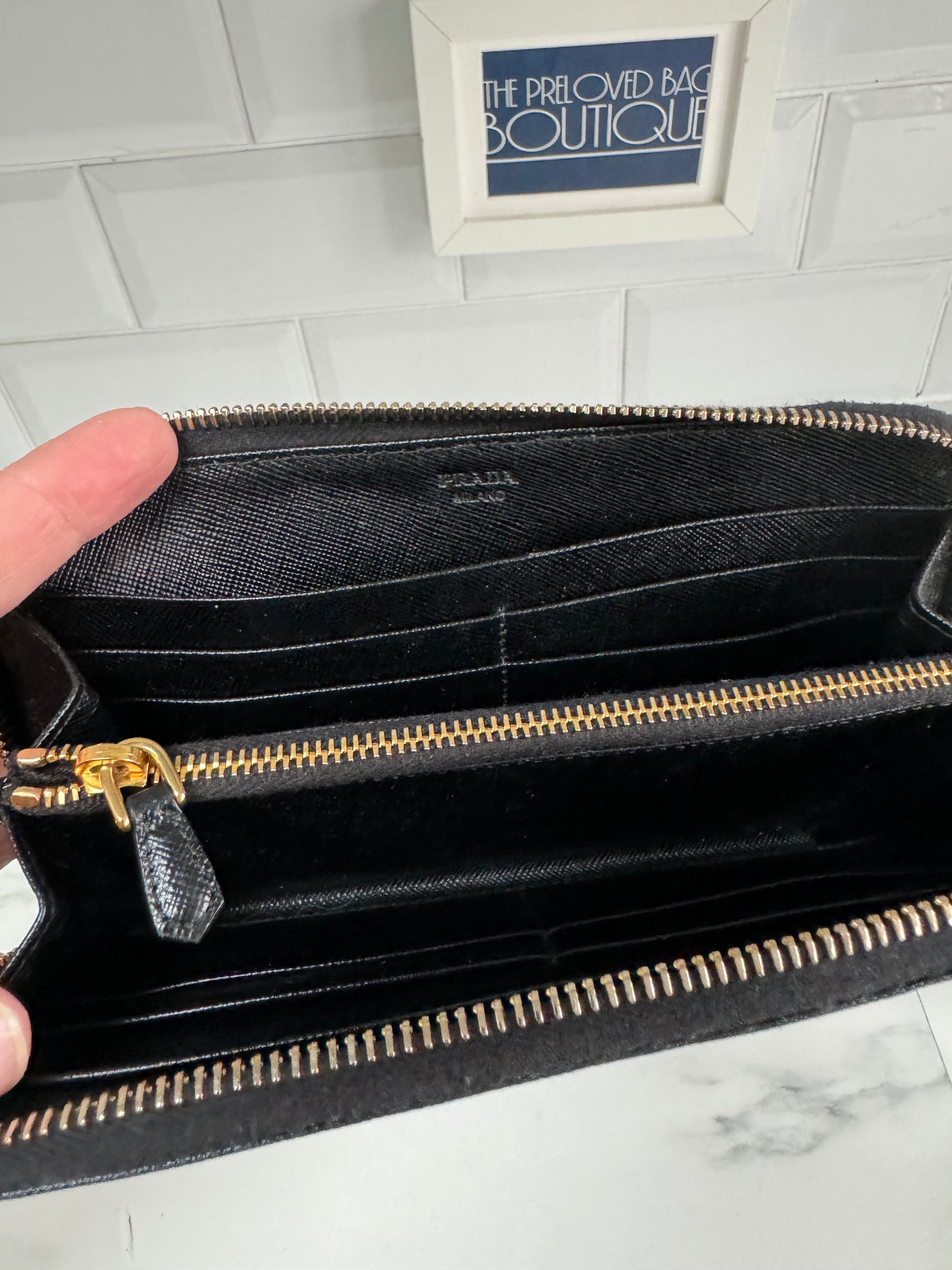 Prada Zip Around Wallet - Black