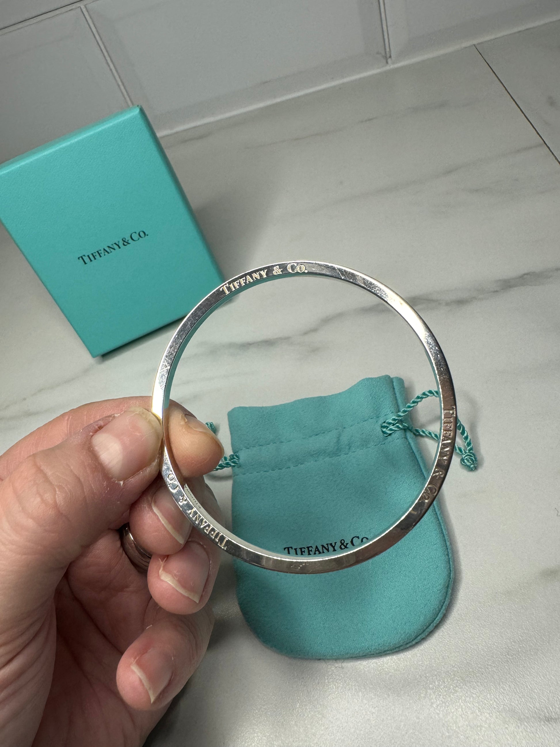 Tiffany Co Bangle Bracelet Blue Enamel