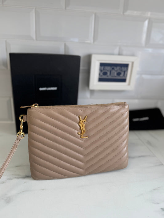 Saint Laurent (YSL) Jolie Pouch - Light Taupe