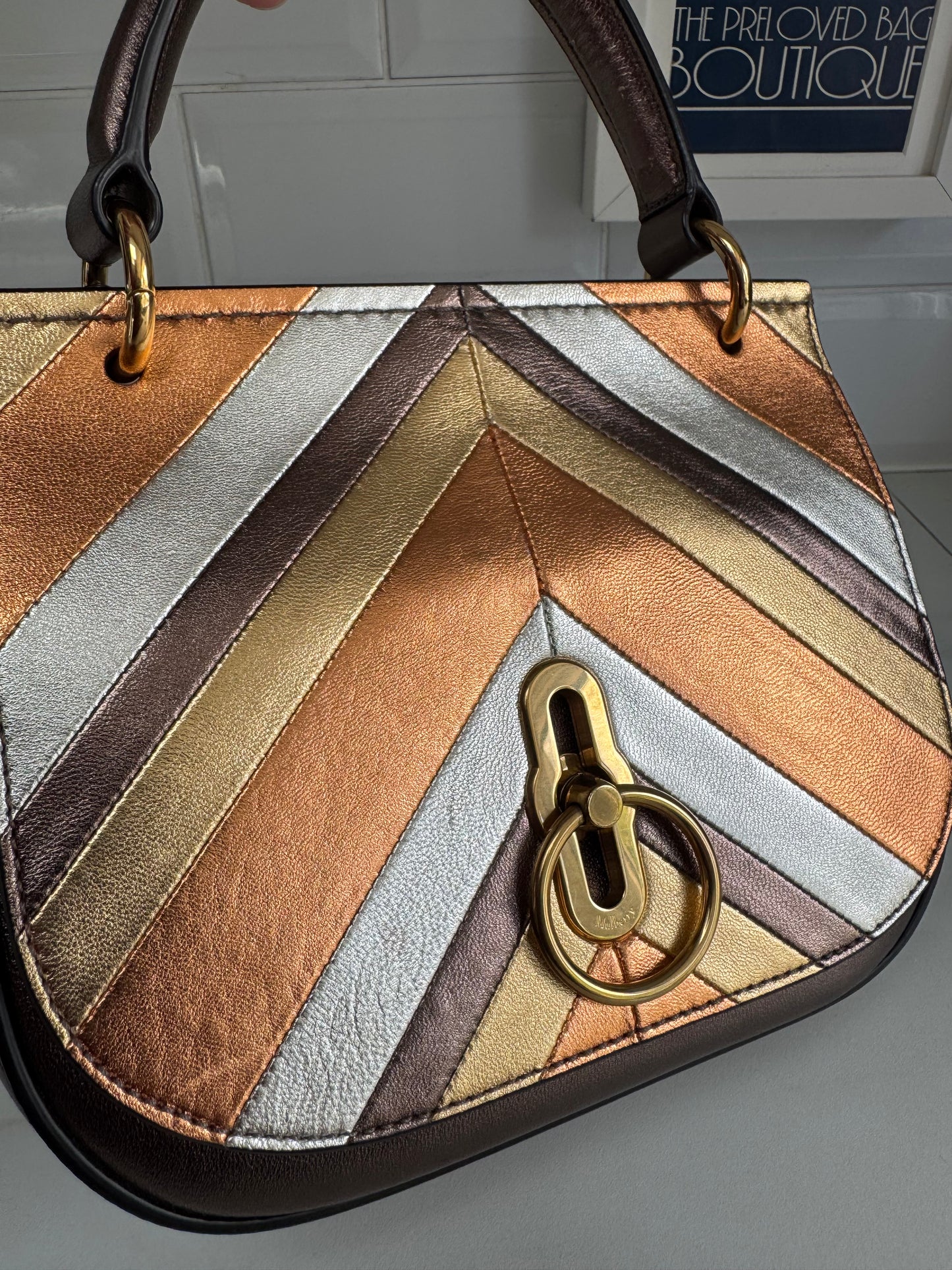 Mulberry Small Metallic Amberley - Gold, Bronze, Silver  (Bag and Coin Purse)