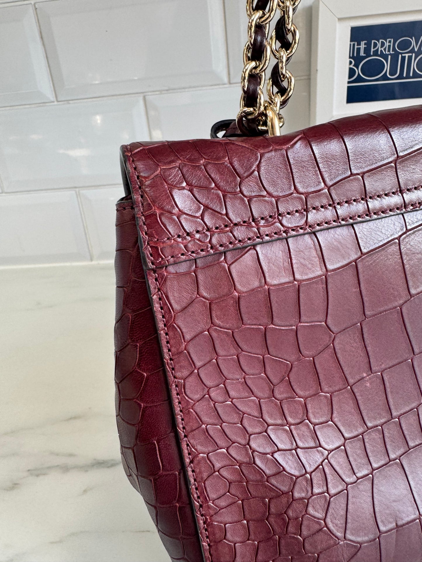 Mulberry Medium Lily - Oxblood Croc Embossed