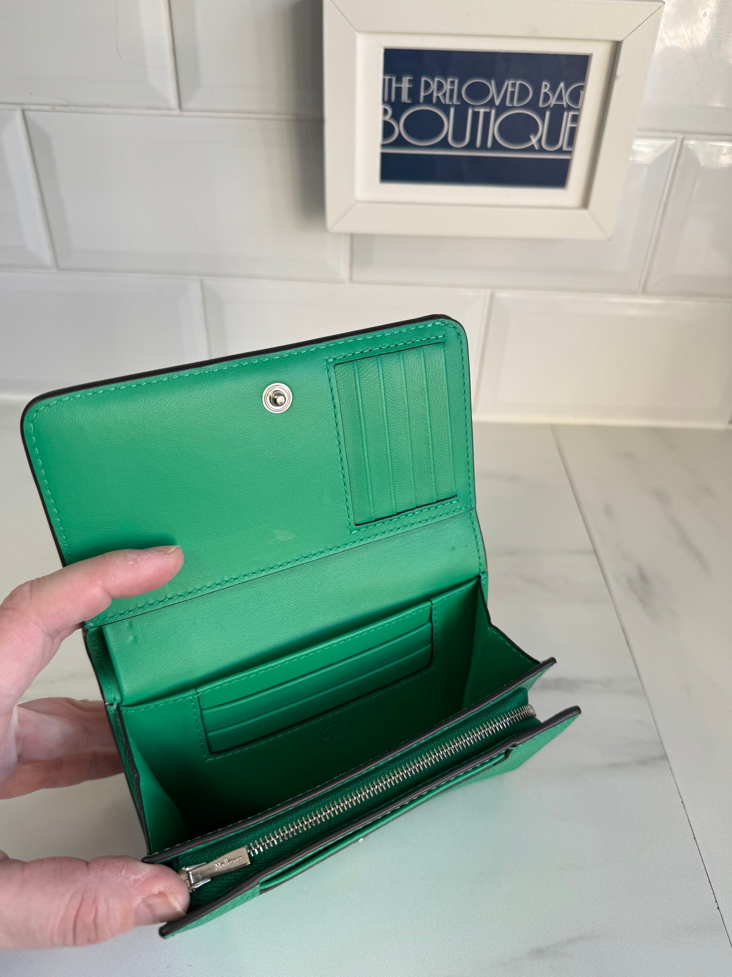 Mulberry Medium Continental Wallet - Mulberry Green and Lawn Green