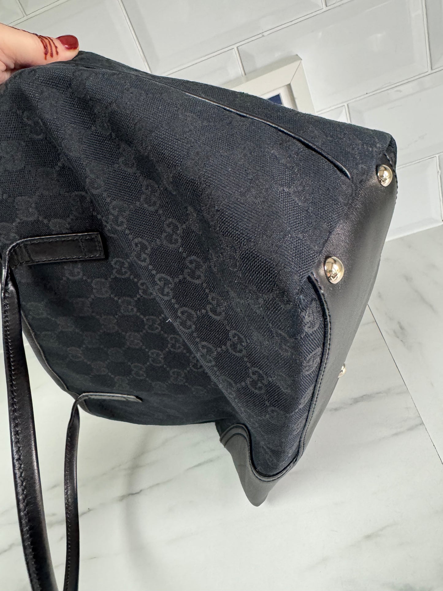 Gucci Monogrammed Tote - Black