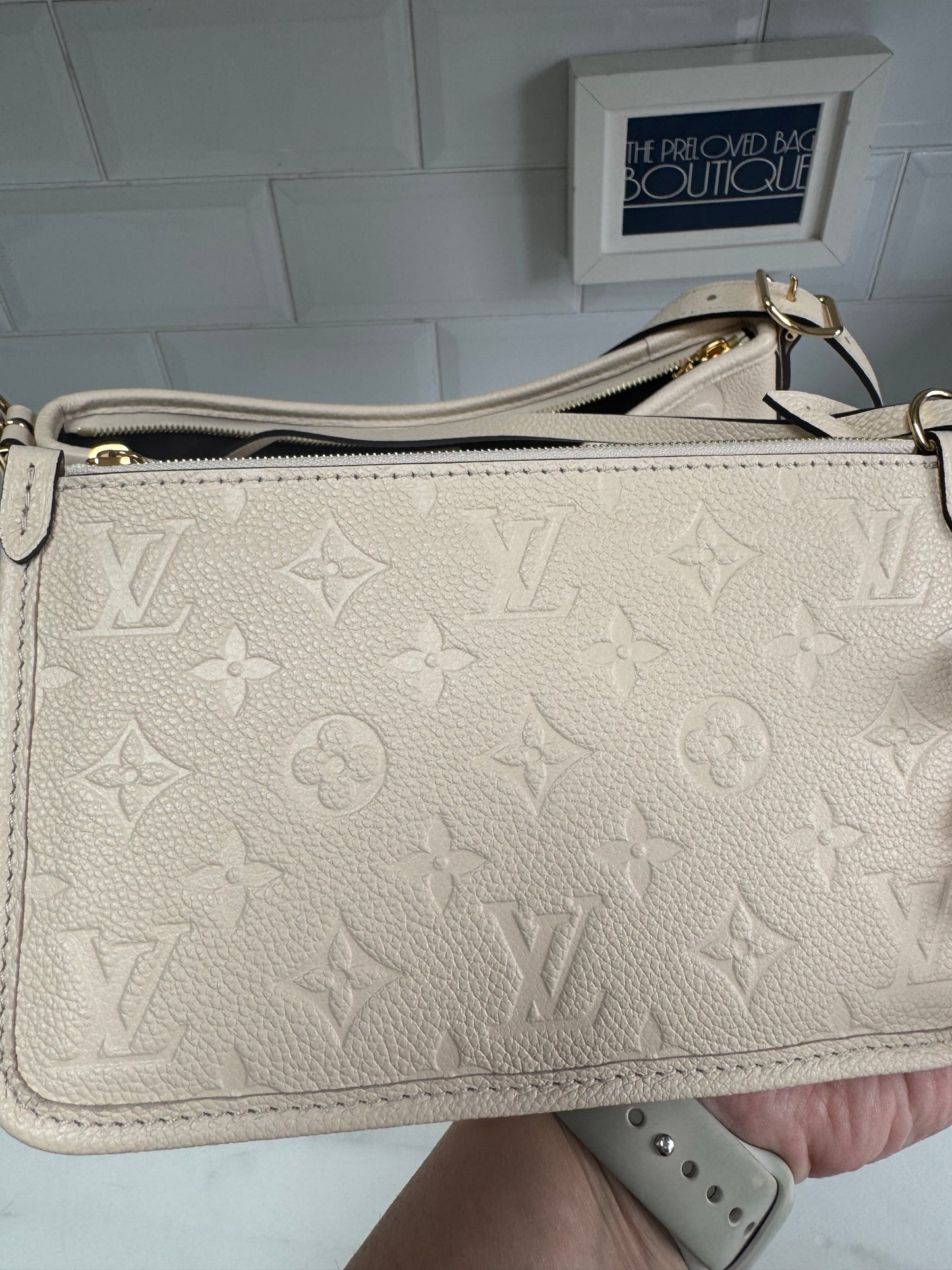 Louis Vuitton Carryall Creme Giant Monogram Emperiente PM - White